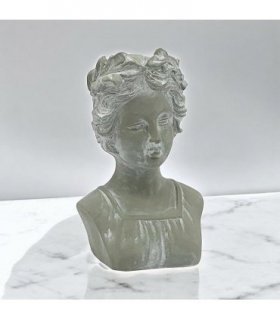 Stylish Roman Lady Bust Sculpture – Stone-Look Cement Statue with Patina Finish, Frost-Resistant & Weatherproof Decorative Ornament for Home, Porch, Balcony & Garden (27cm Grey Lady Bust Statue)