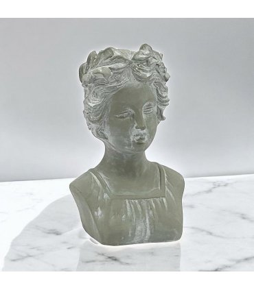 Stylish Roman Lady Bust Sculpture – Stone-Look Cement Statue with Patina Finish, Frost-Resistant & Weatherproof Decorative Ornament for Home, Porch, Balcony & Garden (27cm Grey Lady Bust Statue)