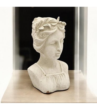 Stylish Roman Lady Bust Sculpture – Stone-Look Cement Statue with Patina Finish, Frost-Resistant & Weatherproof Decorative Ornament for Home, Porch, Balcony & Garden (38cm Cream Lady Bust Statue)