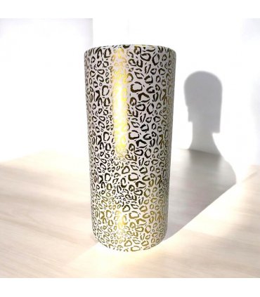 Classic Ceramic Round 18” Tall Umbrella Stand – Multi-Functional Holder or Decorative Vase, with Durable Glazed Finish for Home, Office, or Entryway (Gold Leopard Design)