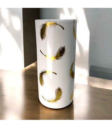 Classic Ceramic Round 18” Tall Umbrella Stand – Multi-Functional Holder or Decorative Vase, with Durable Glazed Finish for Home, Office, or Entryway (Gold Leaf Round Design)