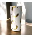 Classic Ceramic Round 18” Tall Umbrella Stand – Multi-Functional Holder or Decorative Vase, with Durable Glazed Finish for Home, Office, or Entryway (Gold Leaf Round Design)