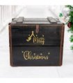 AcaciaHome Vintage and Charming Rustic Merry Xmas Storage Crate – Stackable and Durable Xmas Eve Wooden Box with Dust-Proof, Freestanding, Non-Lidded with Handle for home, garden (Vintage Black)