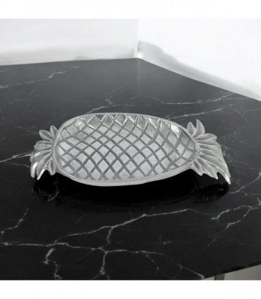 Decorative 33cm Silver Plated Metal Pineapple Trinket Tray Jewellery Dish Gift