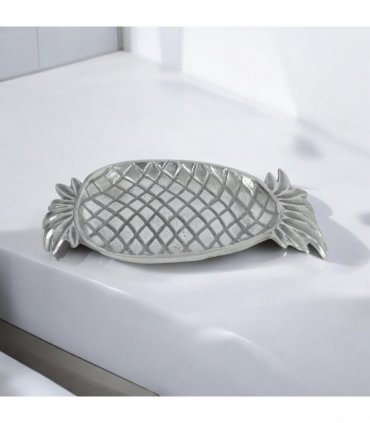 Decorative 33cm Silver Plated Metal Pineapple Trinket Tray Jewellery Dish Gift