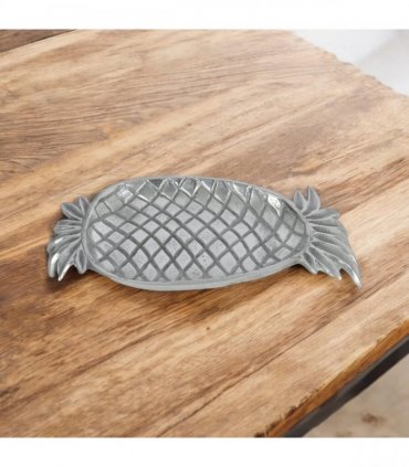 Decorative 33cm Silver Plated Metal Pineapple Trinket Tray Jewellery Dish Gift