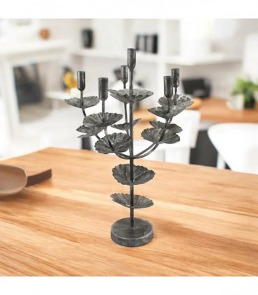 Flower Shaped Candelabra 57cm Candle Holder – Metal Home Art Deco Elegant Table Centrepiece, Decorative Floral Sculpture, Contemporary Style, for Adults or Teenagers (Silver)