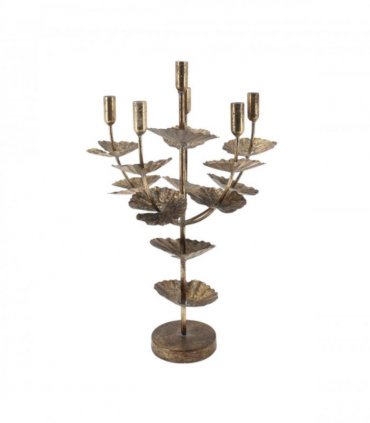 Flower Shaped Candelabra 57cm Candle Holder – Metal Home Art Deco Elegant Table Centrepiece, Decorative Floral Sculpture, Contemporary Style, for Adults or Teenagers (Gold)
