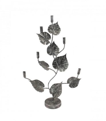 Flower Shaped Candelabra 77cm Candle Holder – Elegant Floral Design Silver Metal Home Decor Centrepiece, Decorative Sculpture for Living Room, Bedroom or Office