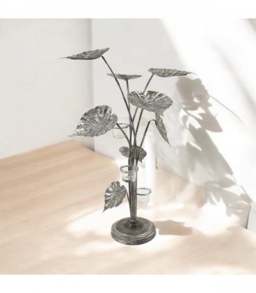 Elegant 74cm Silver Flower Metal Candelabra Candle Holder – Exquisite Art Décor Centrepiece & Special Events with Intricate Floral Design for Dining & Living Room