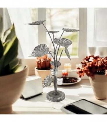 Elegant 74cm Silver Flower Metal Candelabra Candle Holder – Exquisite Art Décor Centrepiece & Special Events with Intricate Floral Design for Dining & Living Room