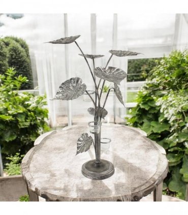 Elegant 74cm Silver Flower Metal Candelabra Candle Holder – Exquisite Art Décor Centrepiece & Special Events with Intricate Floral Design for Dining & Living Room