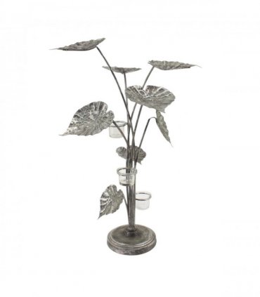Elegant 74cm Silver Flower Metal Candelabra Candle Holder – Exquisite Art Décor Centrepiece & Special Events with Intricate Floral Design for Dining & Living Room
