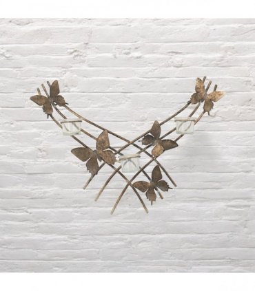 Elegant & Sophisticated Gold Butterfly Wall-Mounted Candle Holder – Luxurious Metal Art Deco Sconce with Intricate Wings Design for Home, Living Room, or Bedroom Wall Décor & Gift (55CM)