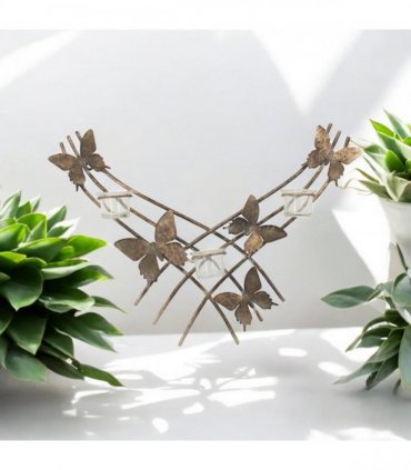 Elegant & Sophisticated Gold Butterfly Wall-Mounted Candle Holder – Luxurious Metal Art Deco Sconce with Intricate Wings Design for Home, Living Room, or Bedroom Wall Décor & Gift (55CM)