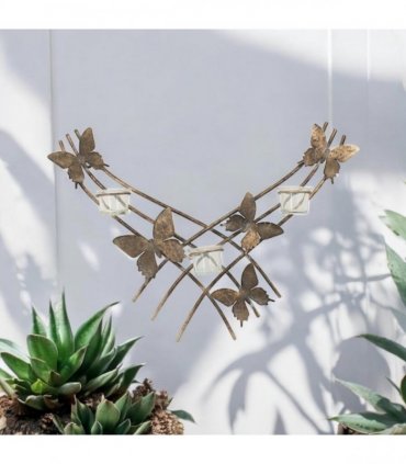 Elegant & Sophisticated Gold Butterfly Wall-Mounted Candle Holder – Luxurious Metal Art Deco Sconce with Intricate Wings Design for Home, Living Room, or Bedroom Wall Décor & Gift (55CM)