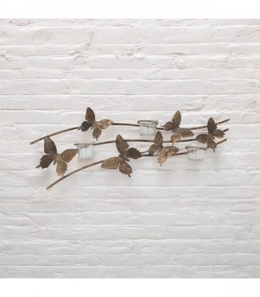 Elegant & Sophisticated Gold Butterfly Wall-Mounted Candle Holder – Luxurious Metal Art Deco Sconce with Intricate Wings Design for Home, Living Room, or Bedroom Wall Décor & Gift (67CM)