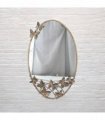 Elegant Shabby Chic Ornate Butterfly Wall Mirror – Rustic Gold Metal & Glass Frame, Art Deco Style Home Accent, Eye-Catching Decorative Mirror for Bedroom or Living Room (102CM-Oval)