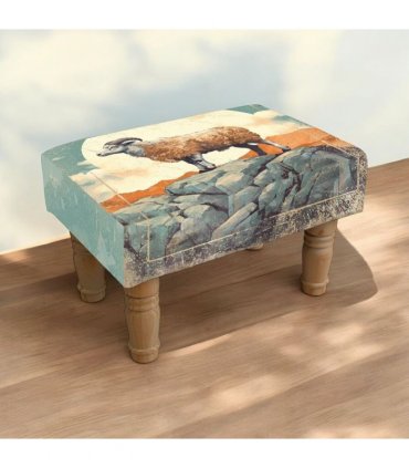 AcaciaHome Elegant and Comfortable Printed Linen Footstool Lounge Padded - Country Cottage Design with Rectangular Shape, Medium Firmness Foam for Lounge and Living Room Décor (Sheep)