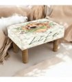 AcaciaHome Elegant and Comfortable Printed Linen Footstool Lounge Padded - Country Cottage Design with Rectangular Shape, Medium Firmness Foam for Lounge and Living Room Décor (Dog)