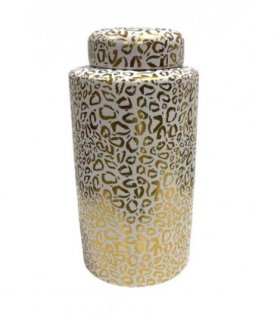 Ceramic Ginger Jar Modern Abstract Vase – Elegant and Stylish White Glazed Porcelain Decorative Jar with Vintage-Inspired Accent Piece for Living Room, Mantel, Dining Room, or Shelf (35CM JAR)
