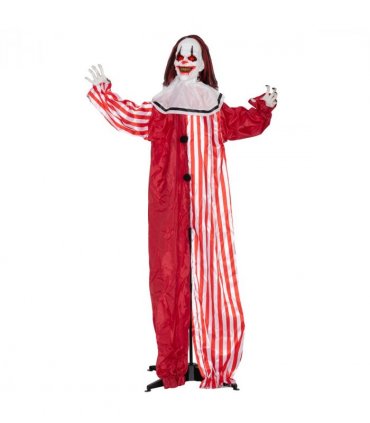 Outsunny Sound Activated Halloween Animatronics Clown with Red Light Up Eyes
