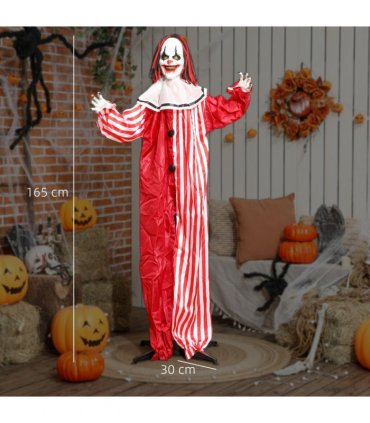 Outsunny Sound Activated Halloween Animatronics Clown with Red Light Up Eyes