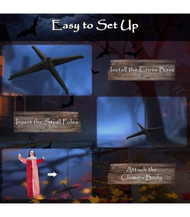 Outsunny Sound Activated Halloween Animatronics Clown with Red Light Up Eyes