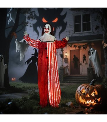 Outsunny Sound Activated Halloween Animatronics Clown with Red Light Up Eyes