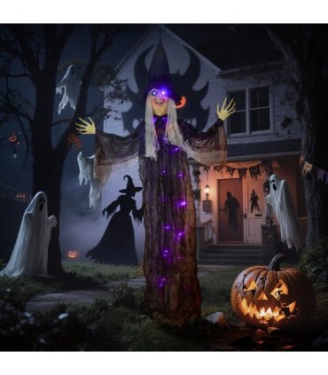 Outsunny Voice Activated Halloween Animatronics Witch, Battery Operated