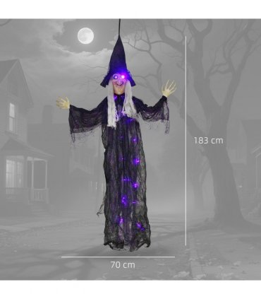 Outsunny Voice Activated Halloween Animatronics Witch, Battery Operated