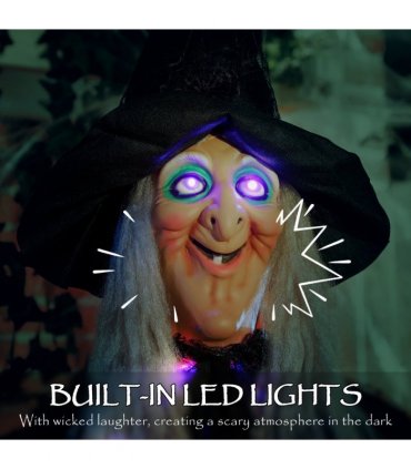 Outsunny Voice Activated Halloween Animatronics Witch, Battery Operated