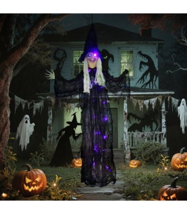 Outsunny Voice Activated Halloween Animatronics Witch, Battery Operated