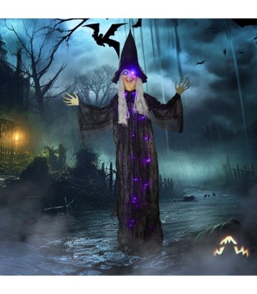 Outsunny Voice Activated Halloween Animatronics Witch, Battery Operated