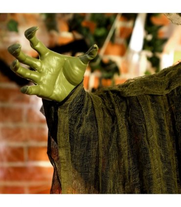 Outsunny Voice Activated Halloween Animatronics Hanging Witch, Green