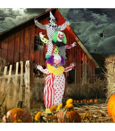Outsunny Sound Activated Stackable Halloween Animatronics Clowns