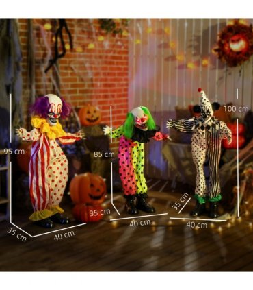 Outsunny Sound Activated Stackable Halloween Animatronics Clowns