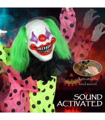 Outsunny Sound Activated Stackable Halloween Animatronics Clowns