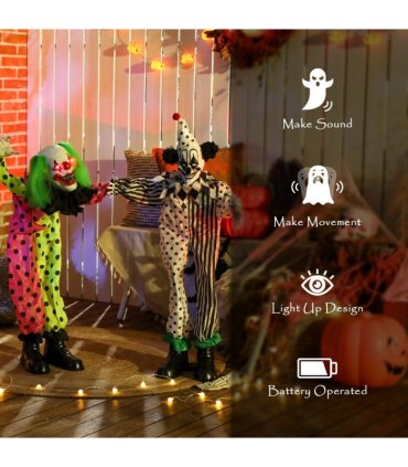 Outsunny Sound Activated Stackable Halloween Animatronics Clowns