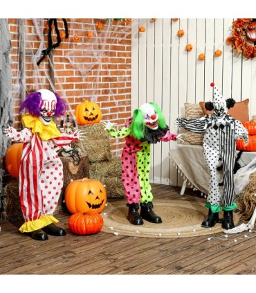 Outsunny Sound Activated Stackable Halloween Animatronics Clowns