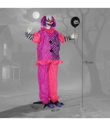 Outsunny Sound Activated Halloween Animatronics Clown with Red Light Up Eyes