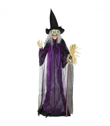 Outsunny Voice Activated Halloween Animatronics Standing Witch, Purple