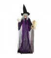 Outsunny Voice Activated Halloween Animatronics Standing Witch, Purple