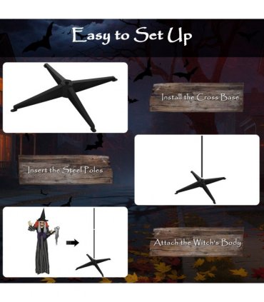 Outsunny Voice Activated Halloween Animatronics Standing Witch & Skull Staff