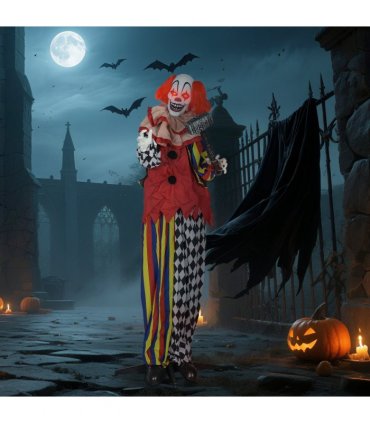 Outsunny Sound Activated Halloween Animatronics Clown with Red Light Up Eyes