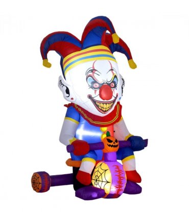 Outsunny 4ft Blow Up Outdoor Halloween Decoration, Clown on Bicycle