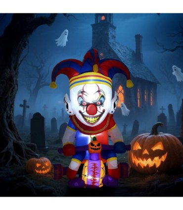 Outsunny 4ft Blow Up Outdoor Halloween Decoration, Clown on Bicycle