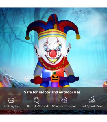 Outsunny 4ft Blow Up Outdoor Halloween Decoration, Clown on Bicycle