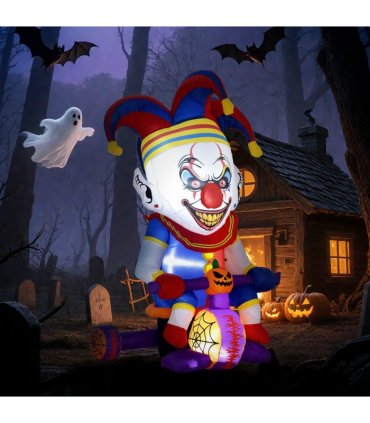 Outsunny 4ft Blow Up Outdoor Halloween Decoration, Clown on Bicycle