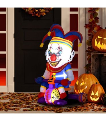 Outsunny 4ft Blow Up Outdoor Halloween Decoration, Clown on Bicycle